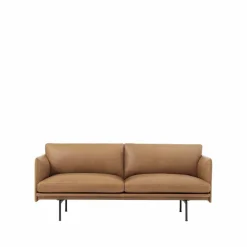 Outline soffa 2-sits Refine leather cognac-Black