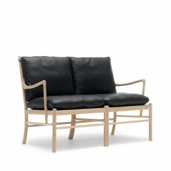 OW149-2 Colonial soffa 2-sits Loke 7150 läder-såpad ek