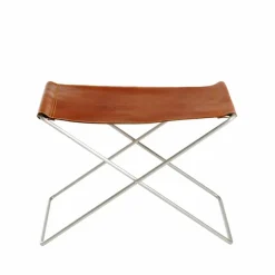 OX Stool pall Läder cognac rostfritt stål