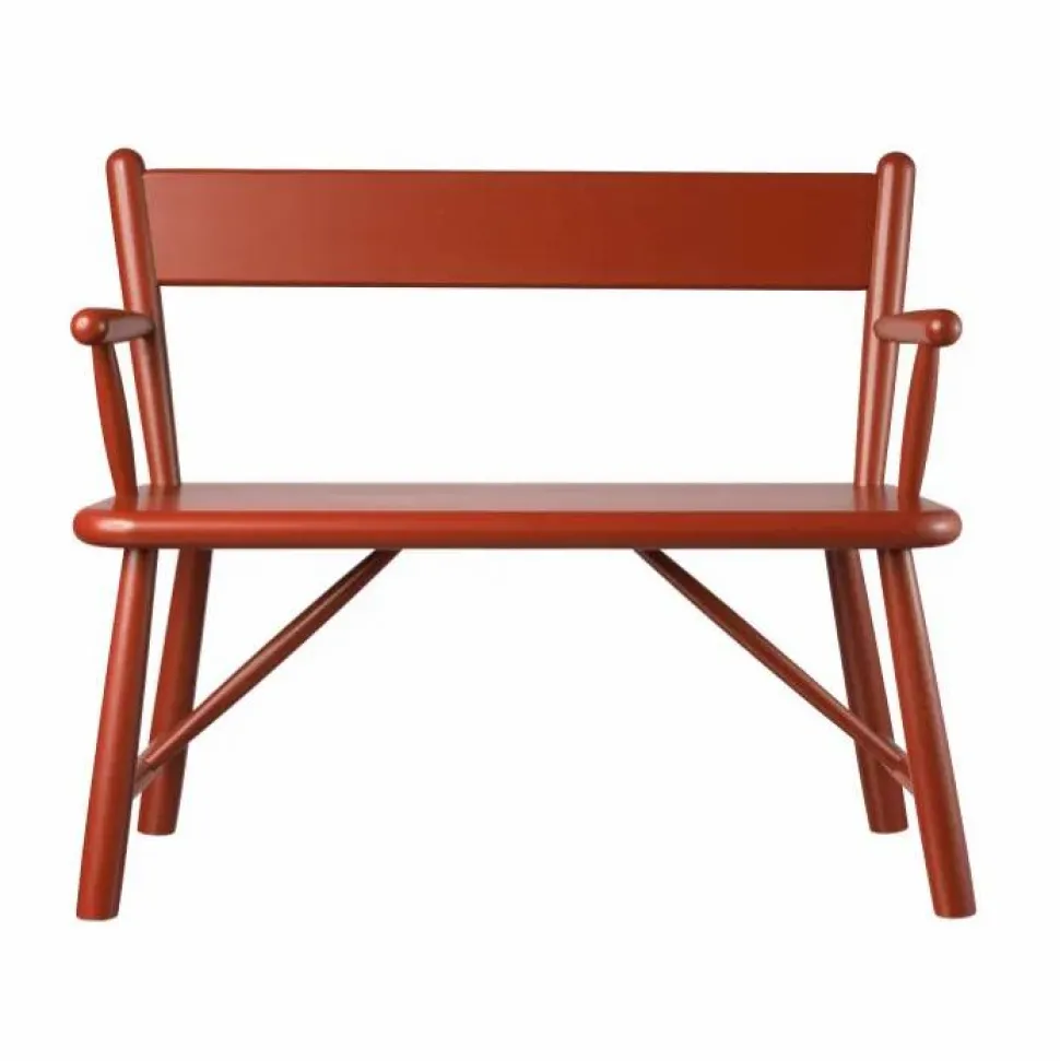P11 barnbänk Beech red painted