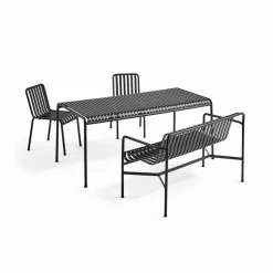 Palissade matgrupp 2 stolar + bänk 170x90 cm - Anthracite