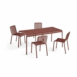Palissade matgrupp 4 stolar 170x90 cm - Iron red