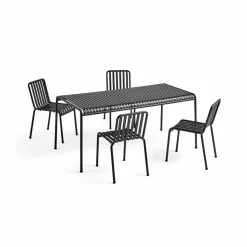Palissade matgrupp 4 stolar 170x90 cm - Anthracite