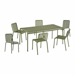 Palissade matgrupp 6 stolar 170x90 cm olive