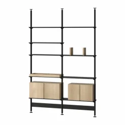 Pira G2 hyllsystem F C A Black/Oak 256-264 cm