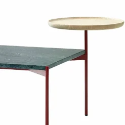 Plateau med bricka soffbord marmor brun-svart stativ-bricka i ask-60x60