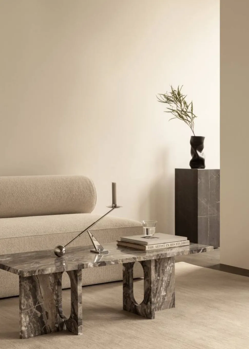 Plinth tall sidobord 30x30x51 cm Grey galaxy