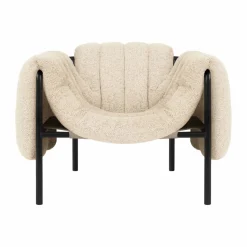 Puffy loungefåtölj Eggshell-black grey