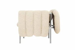 Puffy loungefåtölj Eggshell-rostfritt stål