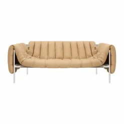 Puffy 2 5-sits soffa 205 cm Sand leather-rostfritt stål