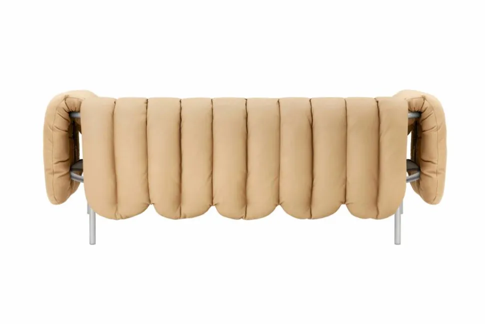 Puffy 2 5-sits soffa 205 cm Sand leather-rostfritt stål