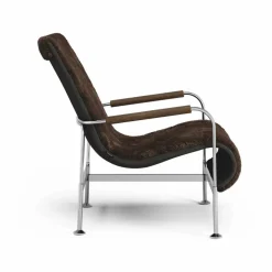 Serpentine fåtölj Fårskinn Espresso-krom