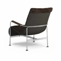 Serpentine fåtölj Fårskinn Espresso-krom