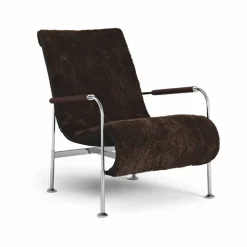 Serpentine fåtölj Fårskinn Espresso-krom-Tärnsjö Tobacco