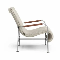Serpentine fåtölj Fårskinn Moonlight-krom-tärnsjö Cognac