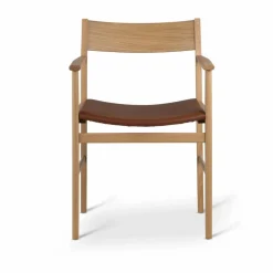 Siza karmstol Vitpigmenterad mattlackad ek-cognac läder