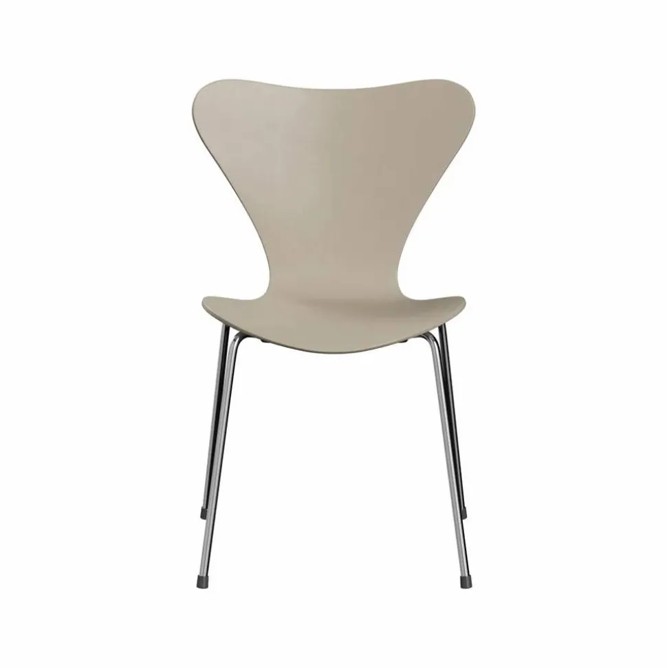 Sjuan 3107 stol Ljusbeige-färgad ask-kromat stålstativ