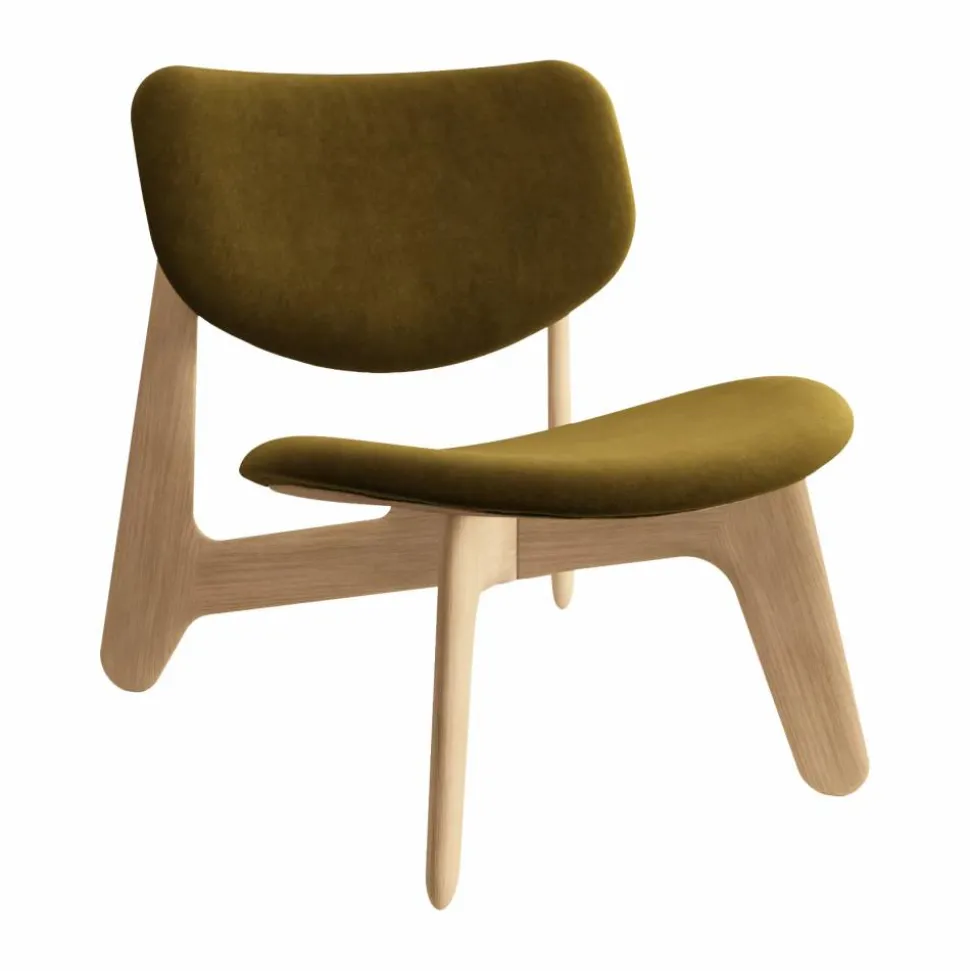 Slab loungestol klädd sits Natural brushed oak-Royal 0162 CMHR Khaki
