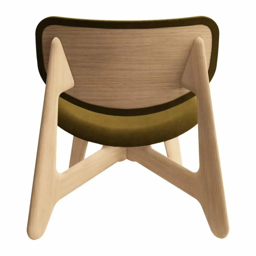 Slab loungestol klädd sits Natural brushed oak-Royal 0162 CMHR Khaki