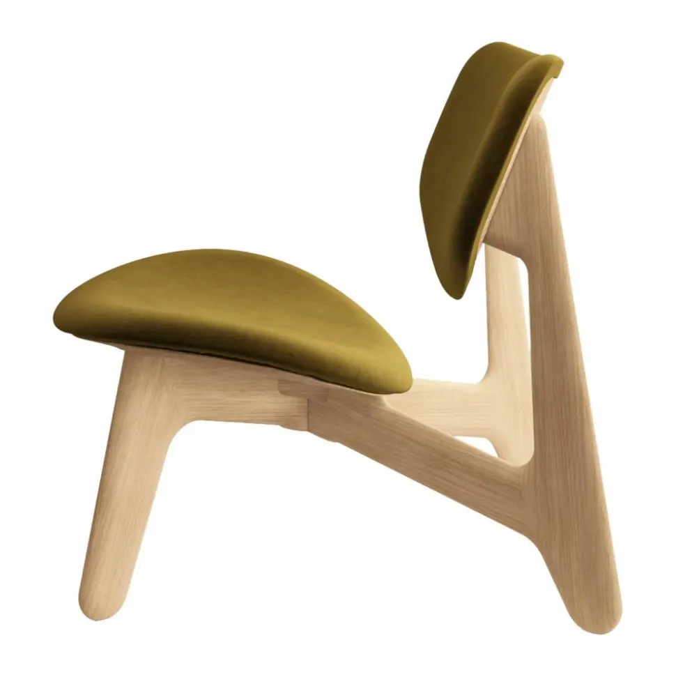 Slab loungestol klädd sits Natural brushed oak-Royal 0162 CMHR Khaki