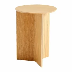Slit high sidobord Ø35 cm Lacquered oak