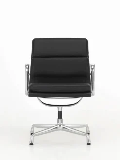 Soft Pad Chair EA 208 classic height polerat krom Läder L50 Nero (filttassar)