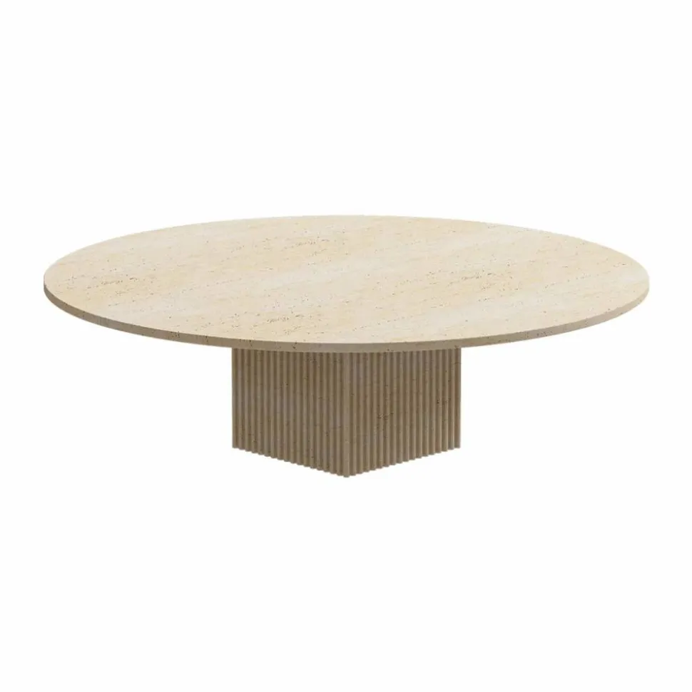 Soho soffbord Beige travertin Ø120x35