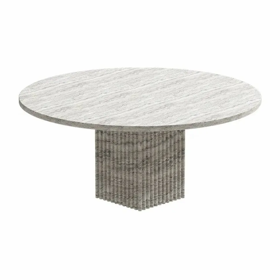 Soho soffbord Silver travertin Ø80x35 cm