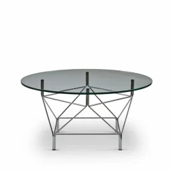 Spider sidobord glas klart ø90cm förkromat stålstativ