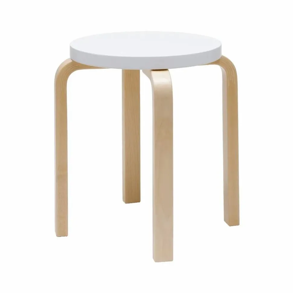 Stool E60 pall 4 st ben Vit-Björk