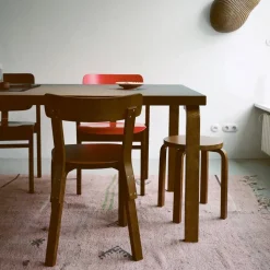 Stool E60 pall 4 st ben Vit-Björk