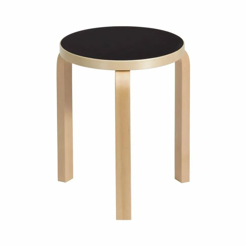 Stool 60 pall 3 st ben Svart linoleum-Björk