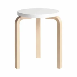 Stool 60 pall 3 st ben Vit-Björk