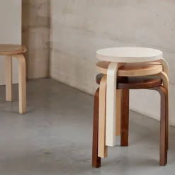 Stool 60 pall 3 st ben Vit laminat-Björk