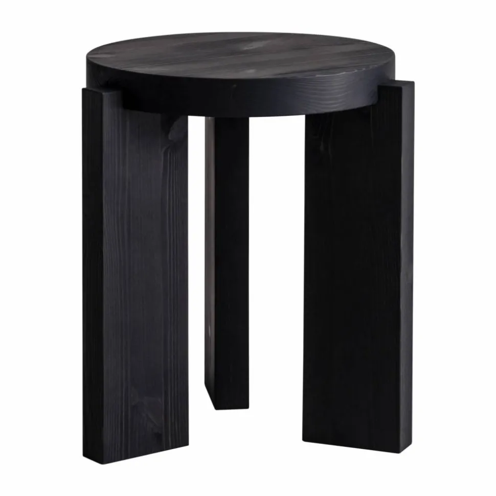 001 Stool pall Svartbetsad furu Ø40x44 cm