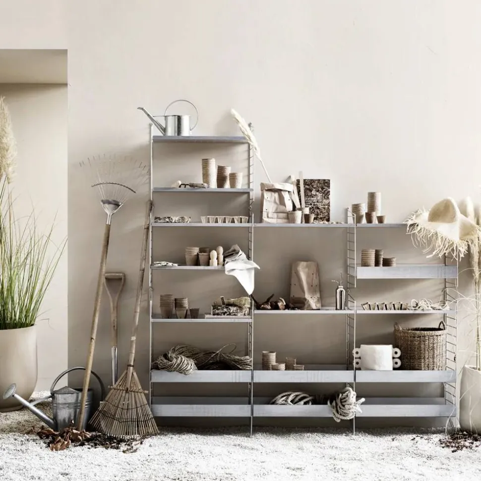 String Outdoor hyllplan Galvaniserad-58x30 cm-låg kant