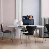 Superellips B619 matbord Vit laminat 2 ilägg-krom
