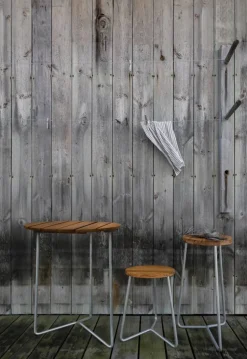 Table 6B bord Obehandlad teak- varmförzinkad stativ Ø60 cm