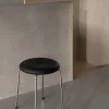 Taburett pall Svart läder-kromat stativ 45 cm