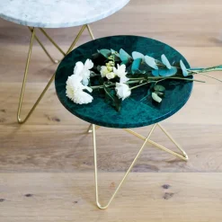 Tall Mini O Table soffbord Marmor svart mässingsstativ