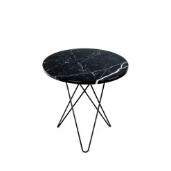 Tall Mini O Table soffbord Marmor svart svartlackat stativ