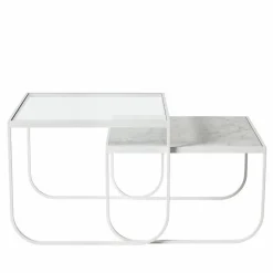 Tati Square soffbord marmor vit vitt stativ