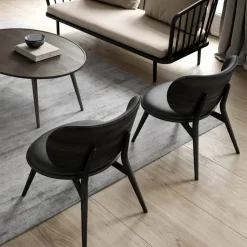 The Lounge Chair loungestol läder black sirka grey stativ