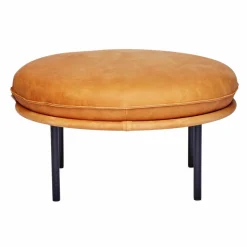 Tiki fotpall Vintage cognac-svarta stålben