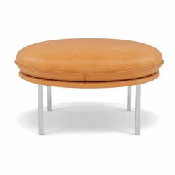 Tiki fotpall Vintage Cognac-polished stainless steel