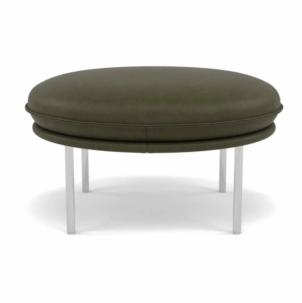 Tiki fotpall Vintage Olive-polished stainless steel