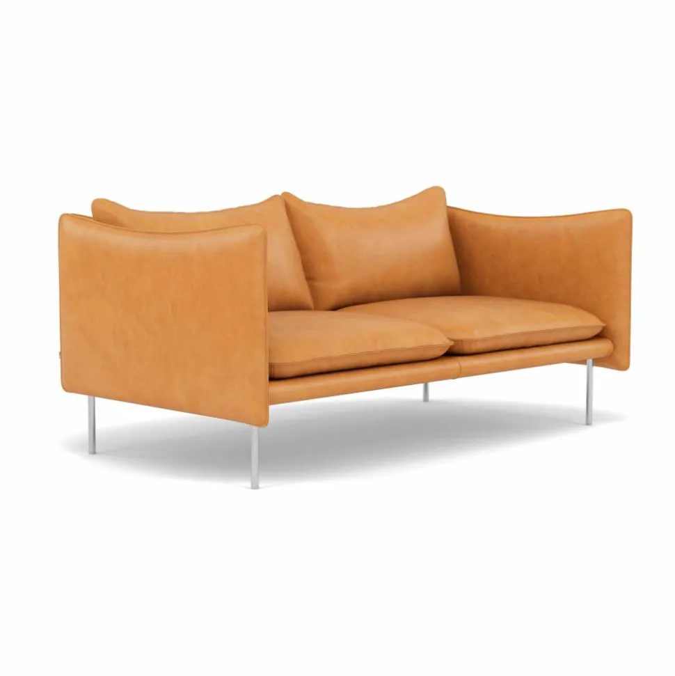 Tiki soffa 2-sits Vintage Cognac-polished stainless steel