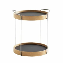 Trayo brickbord Ø40 cm laminat Svart kromstativ ekkant