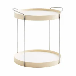 Trayo brickbord Ø50 cm laminat Vit kromstativ askkant