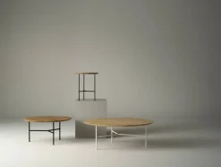 Tribeca sidobord ek såpad rustik satinkromade ben ø47 cm